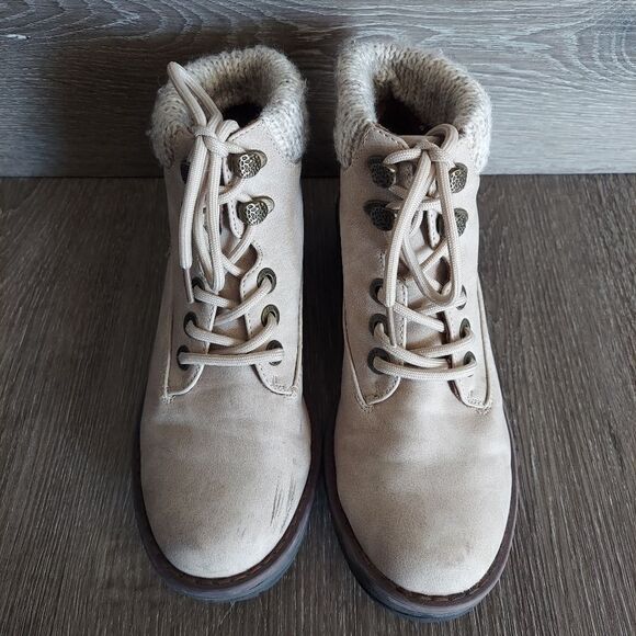 Blowfish MALIBU Boots Women's Comet Beige/Knit Tops Wedge Size 7 Lace-Up - Picture 3 of 11